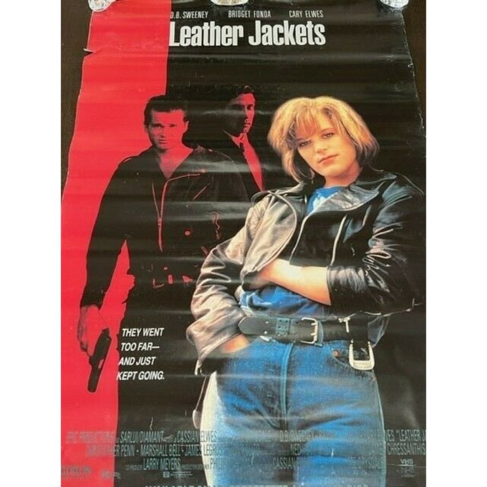 Movie Theater Cinema Poster vtg Lobby Card 1992 Leather Jackets Bridget Fonda